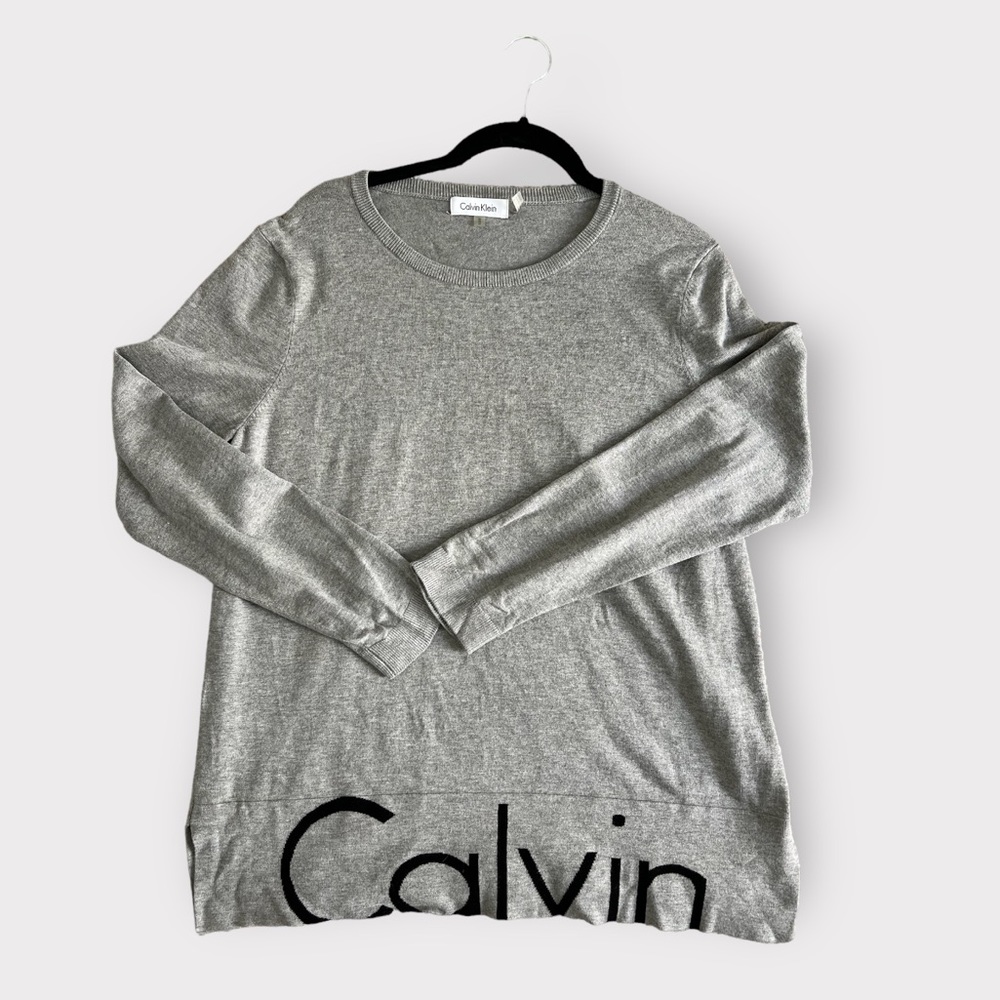 Calvin Klein Gray Oversized Long Sweater Medium
